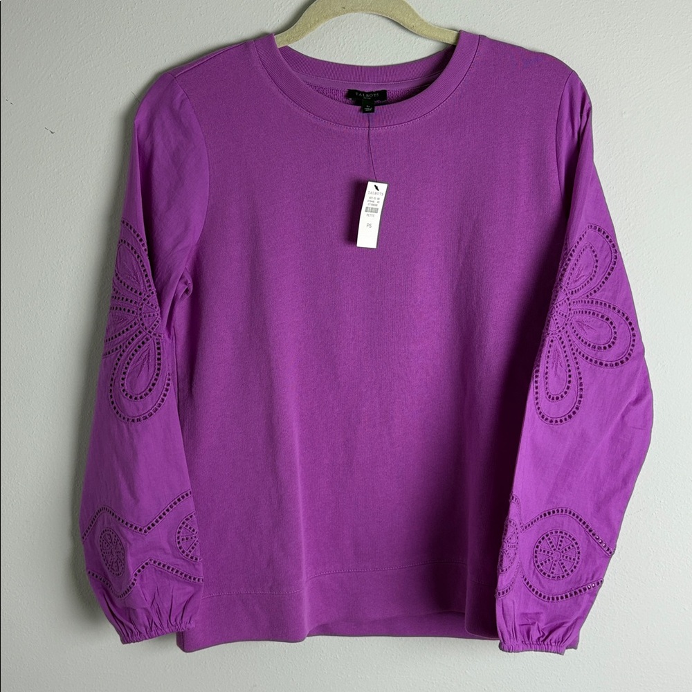 Talbots NWT Embroidered Crewneck Sweatshirt Size Petite Small